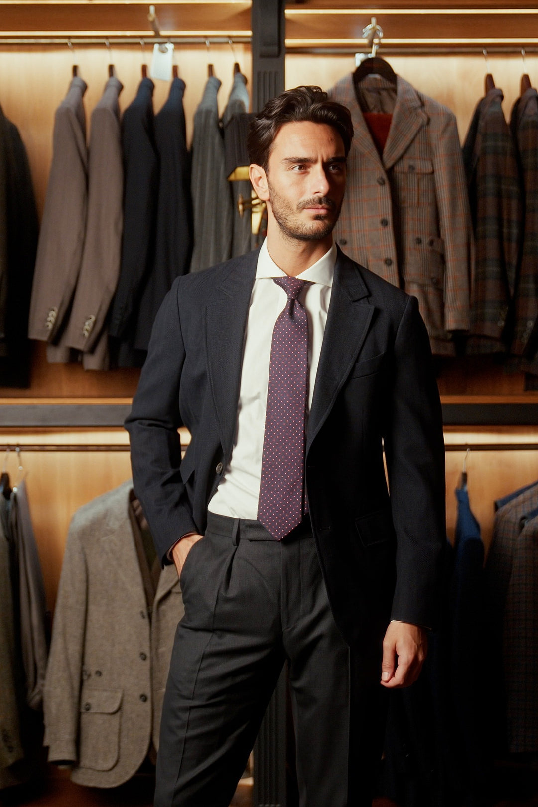 La Turin, navy herringbone – worn in the shop