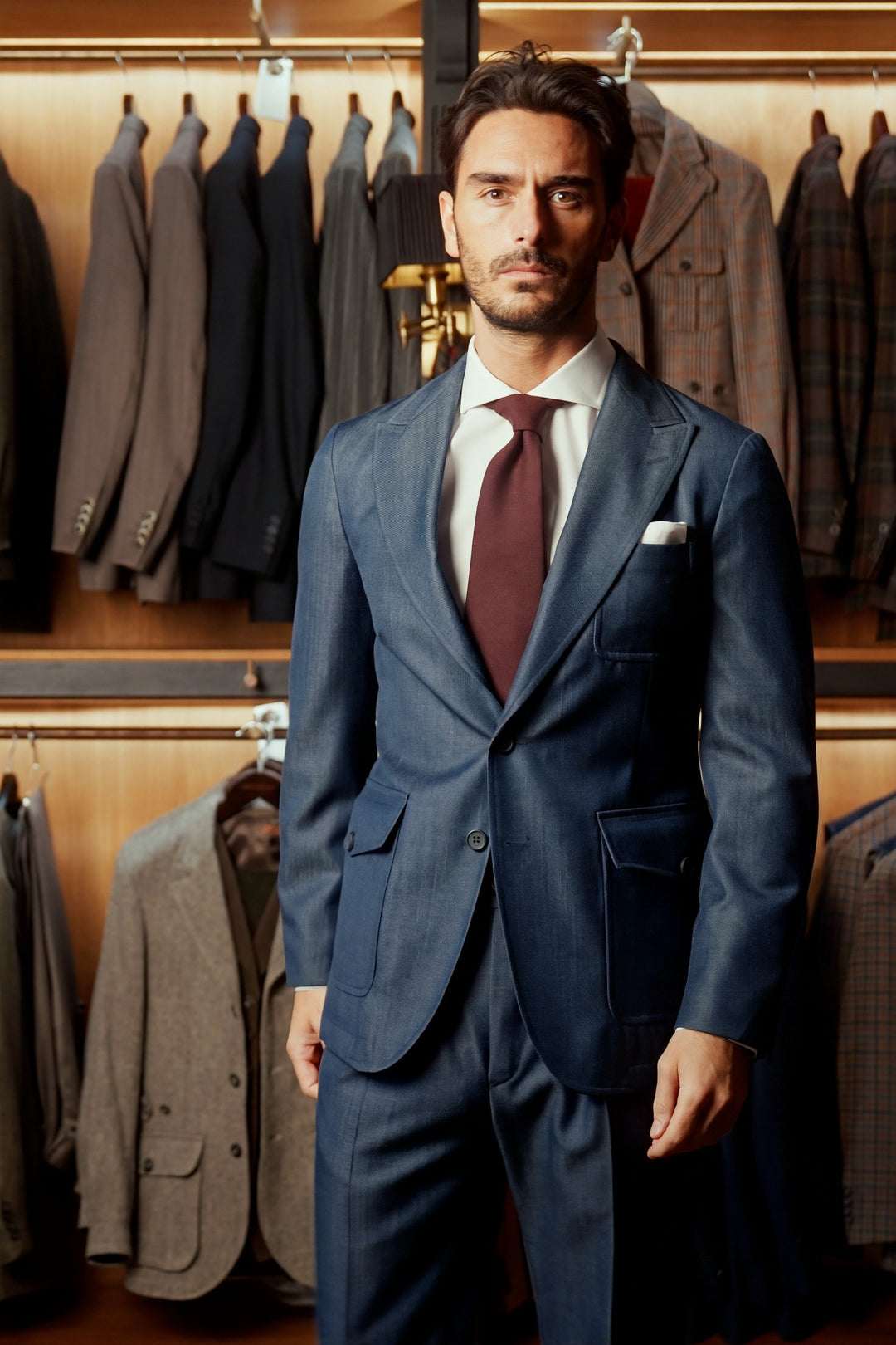 Le Downton, denim blue ‘denim’ wool – worn in the shop