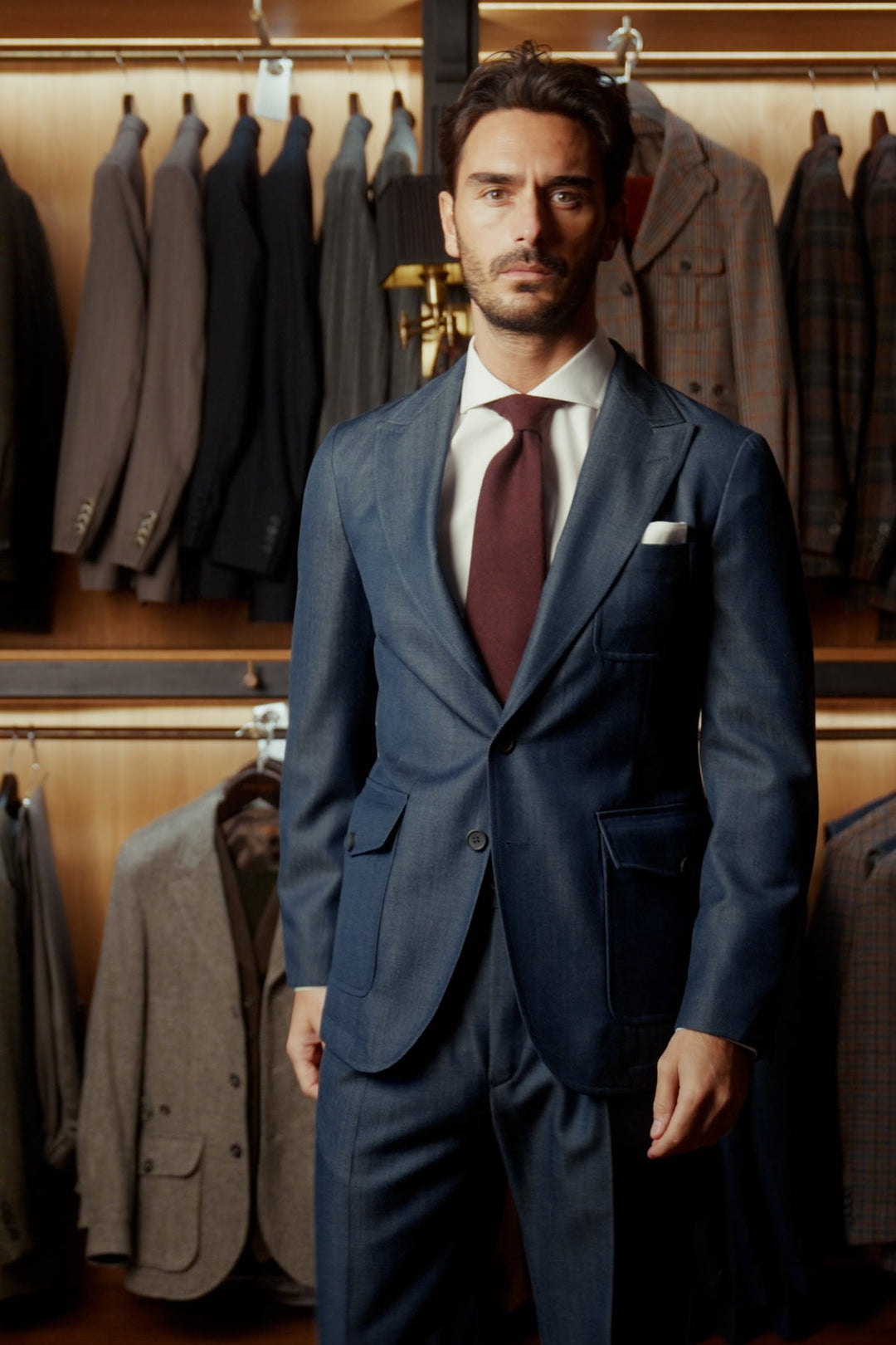 The Waistcoat – Denim blue ‘denim’ wool