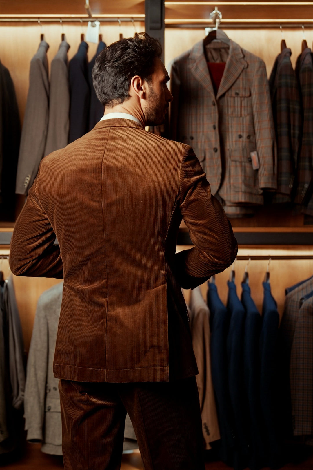 Le Hampstead, caramel brown wide-wale corduroy – worn in the shop