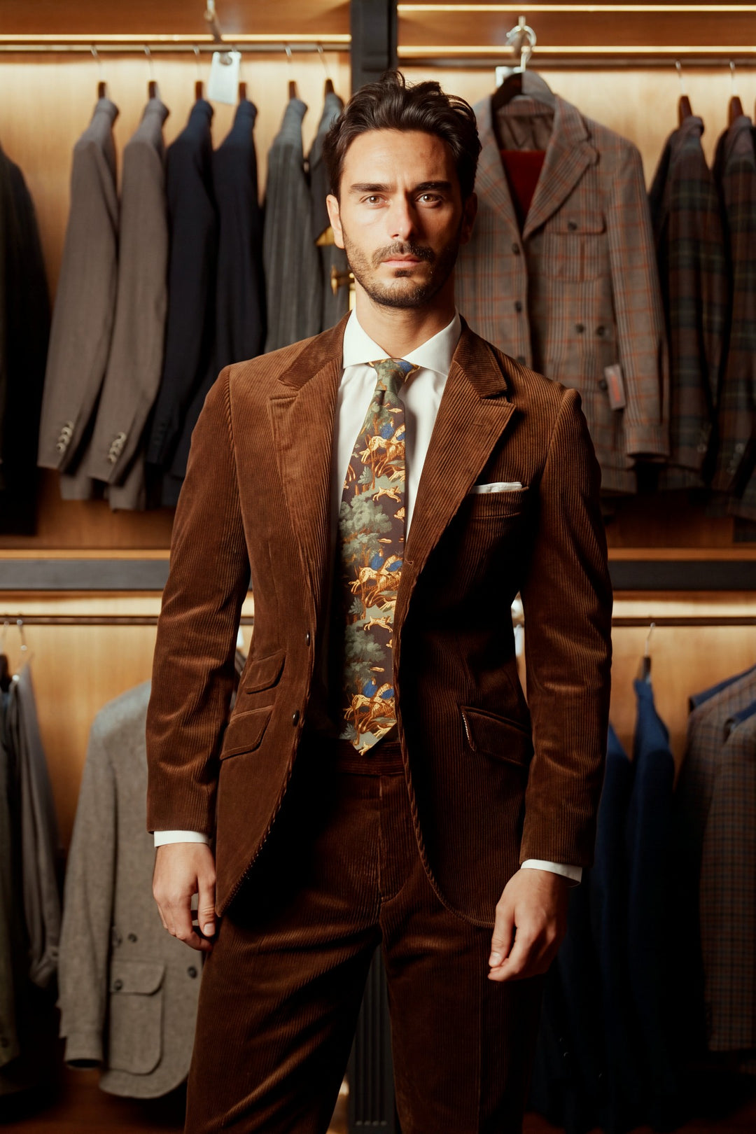 Le Hampstead, caramel brown wide-wale corduroy – worn in the shop