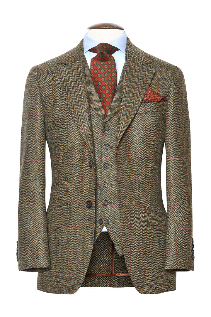 Le Kensington – Tweed Shetland vert et beige – WICKET