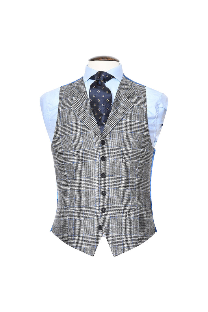 Le Kensington – Sublime grey and sky blue Prince of Wales check – WICKET