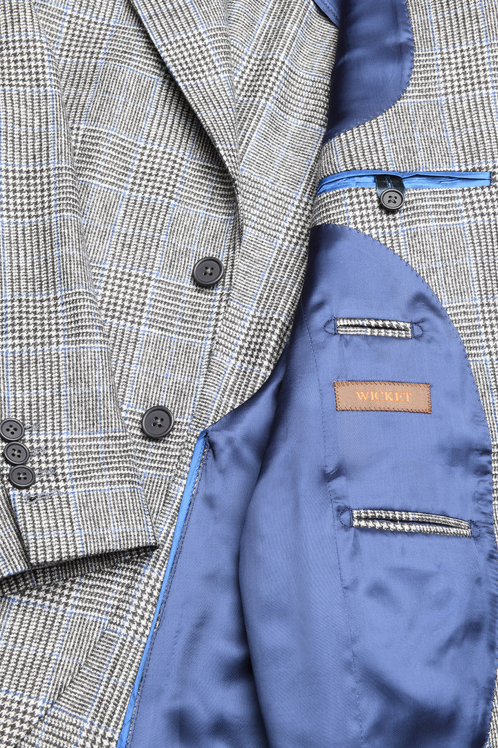 Le Kensington – Sublime grey and sky blue Prince of Wales check – WICKET