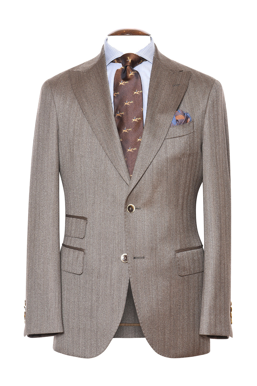 Le Rome – Brown and beige herringbone Solaro – WICKET