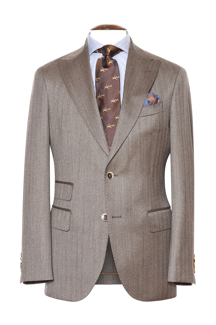 Le Rome – Brown and beige herringbone Solaro – WICKET