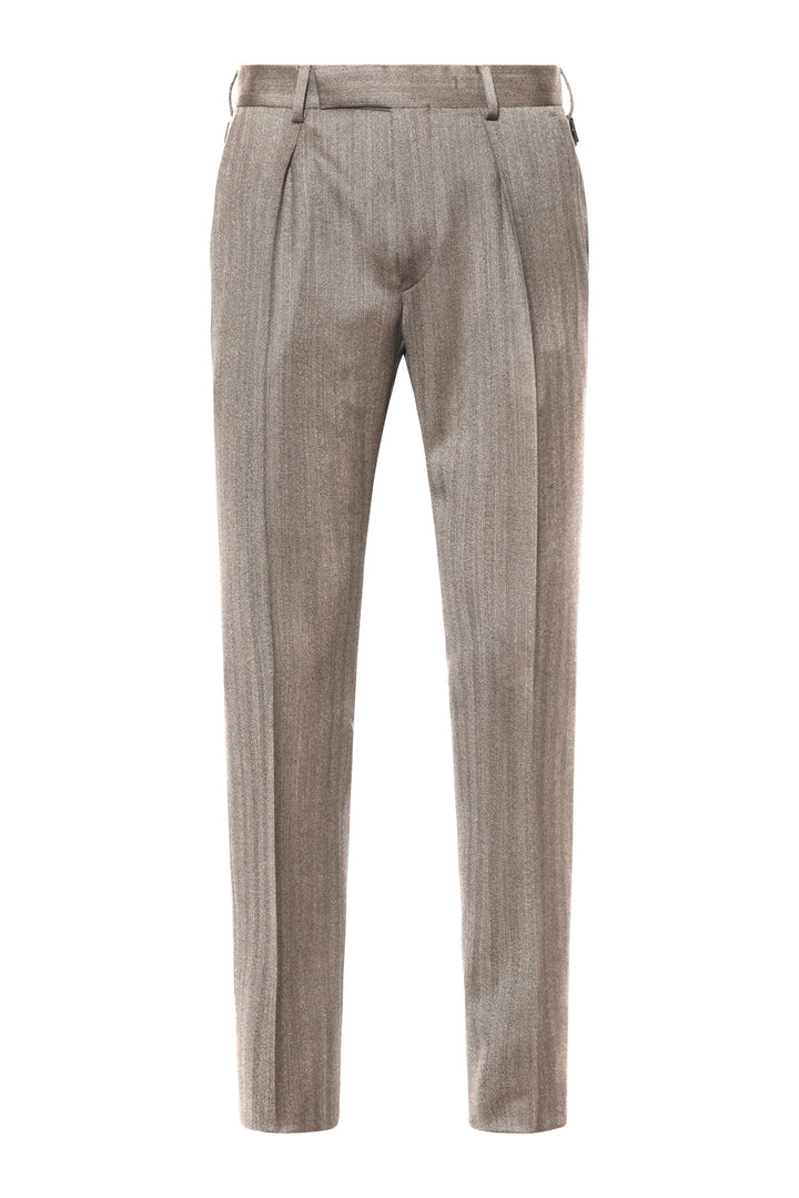 Le Rome – Brown and beige herringbone Solaro – WICKET