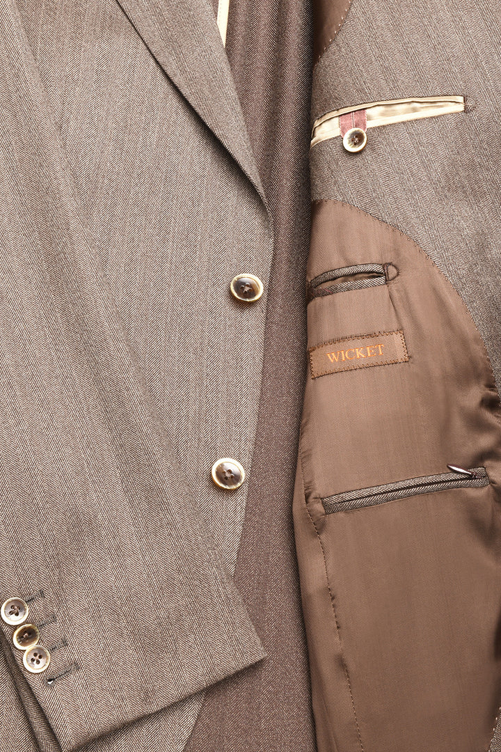 Le Rome – Brown and beige herringbone Solaro – WICKET