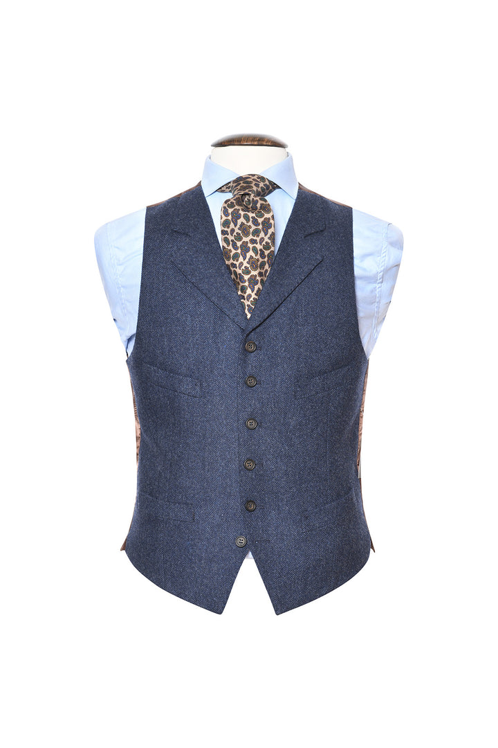 La Turin – Navy and sky blue herringbone – WICKET