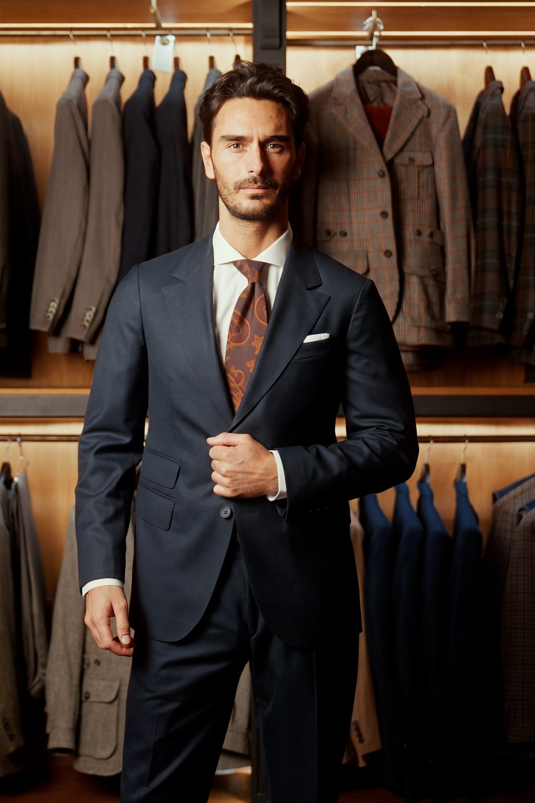 Le Turin, navy textured wool – worn in the shop