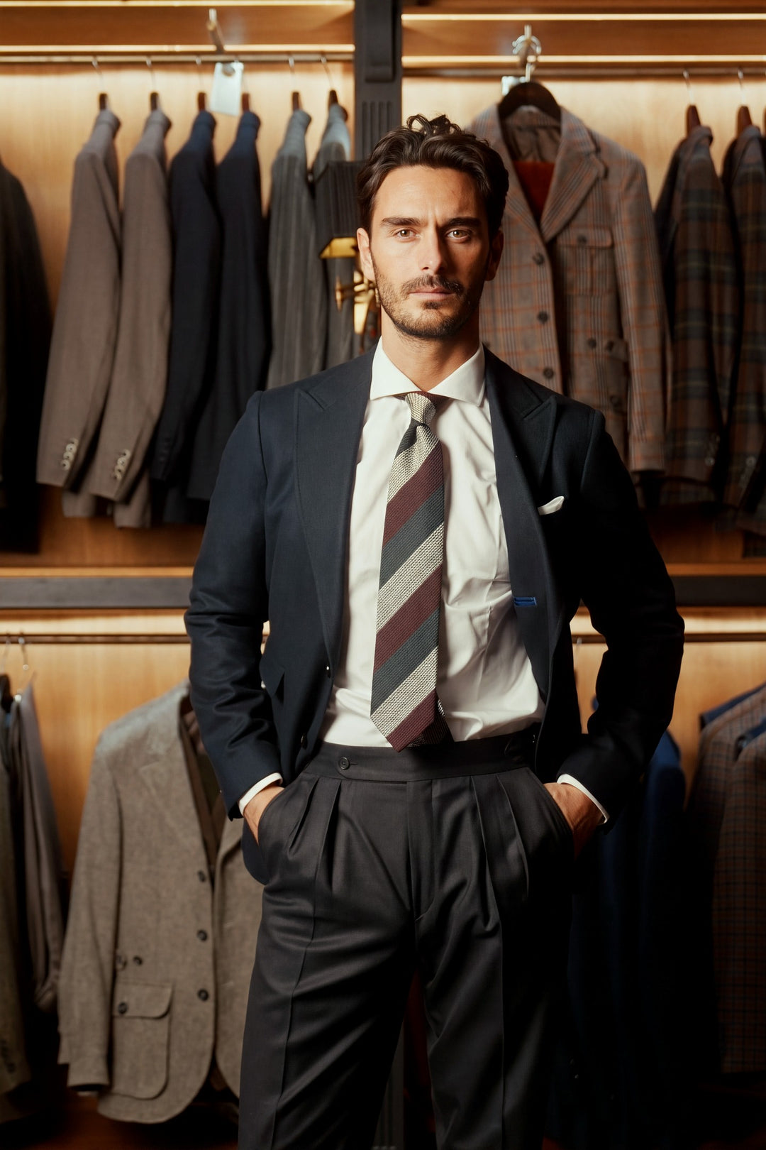 Le Vintage, charcoal grey wool twill – worn in the shop