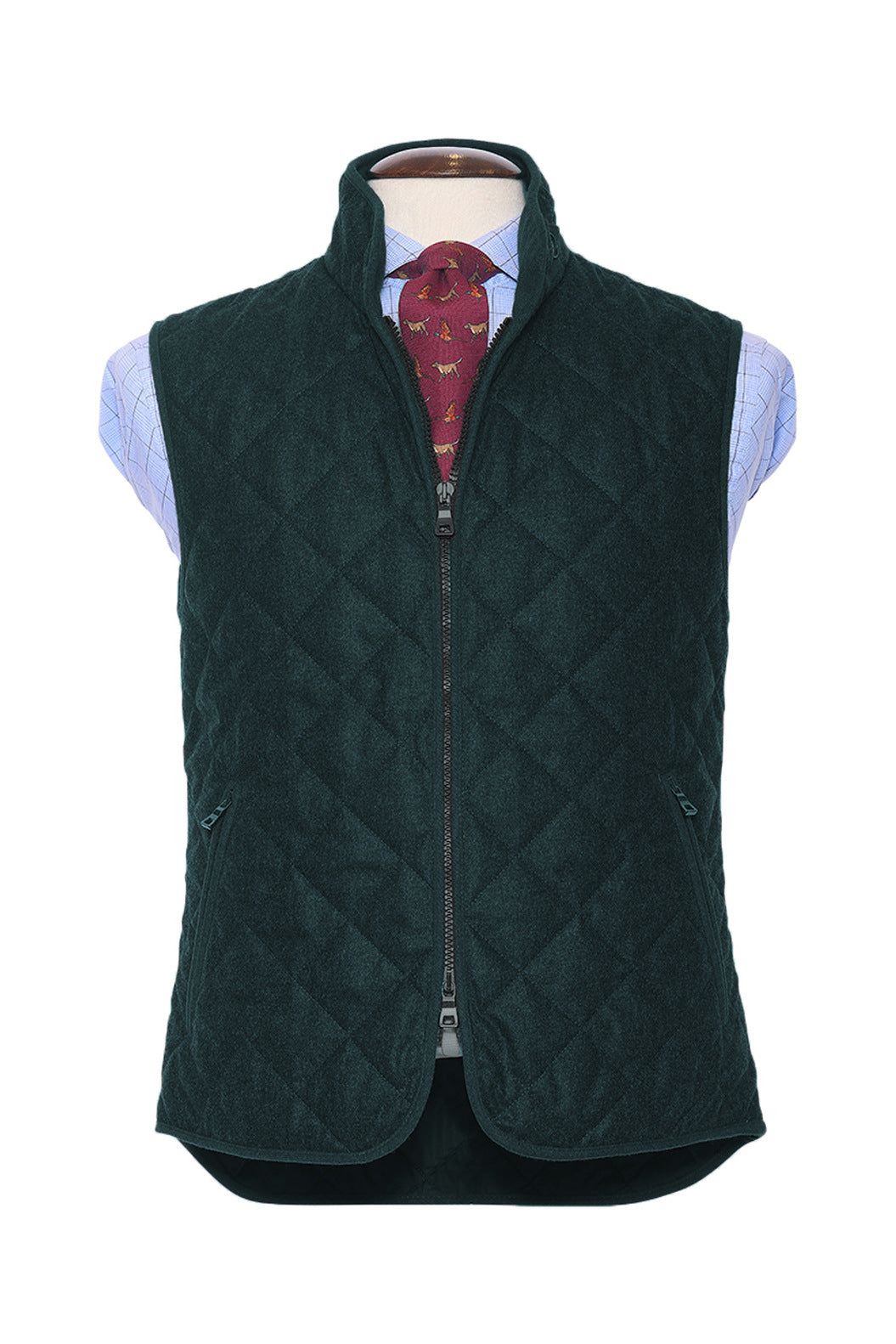 The Quilted Gilet – Fir green flannel – WICKET