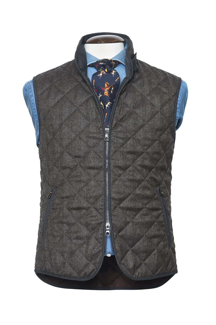 The Quilted Gilet – Brown herringbone – WICKET