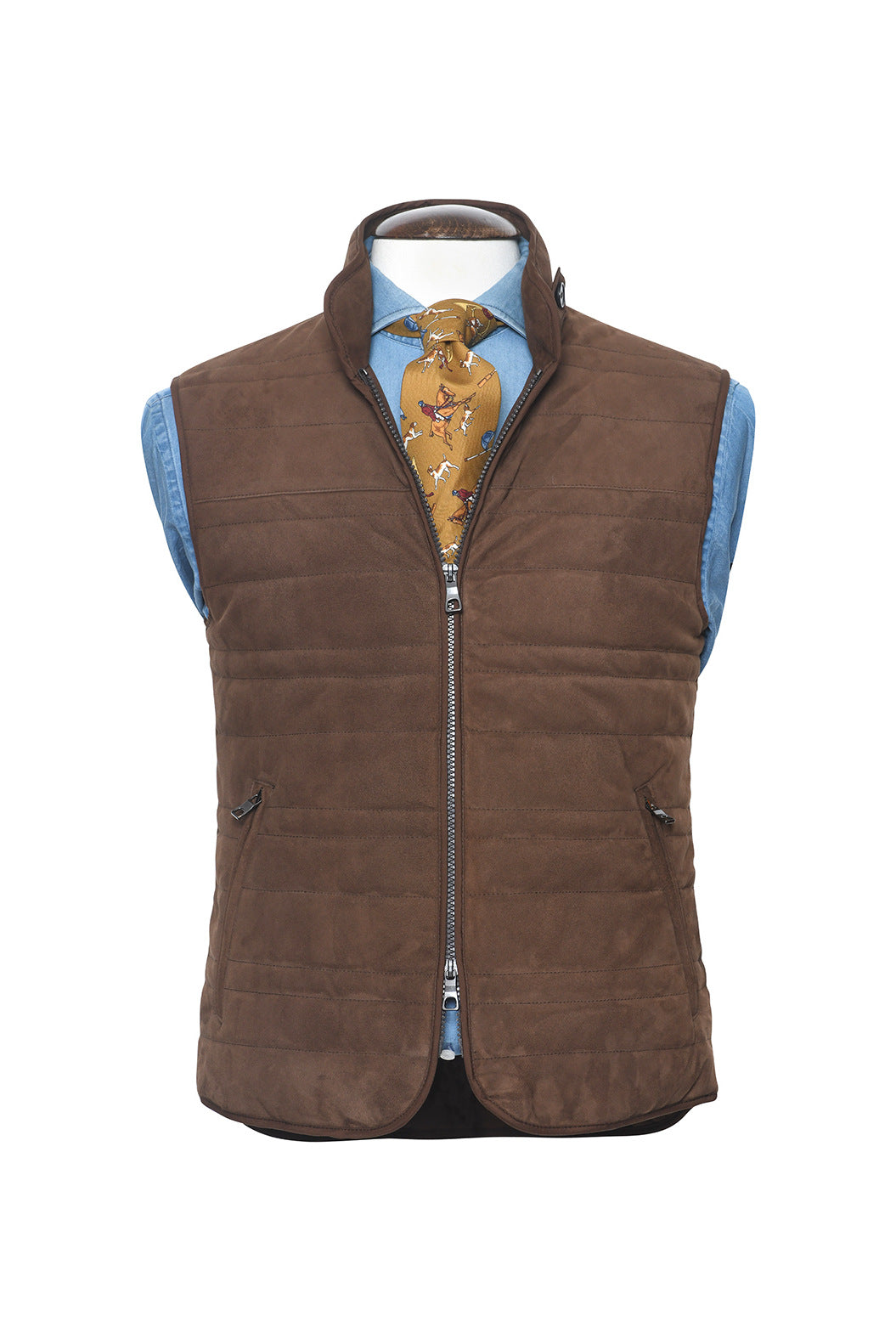The Quilted Gilet – Brown calf suede – WICKET