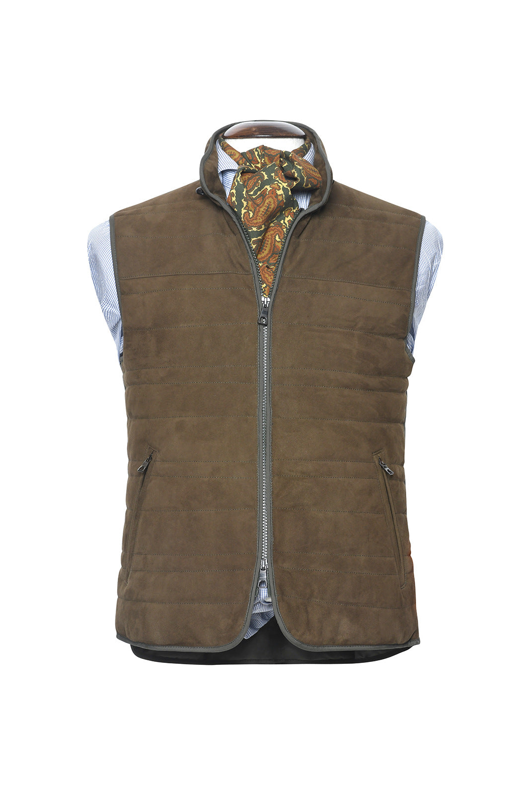The Quilted Gilet – Bronze calf suede – WICKET