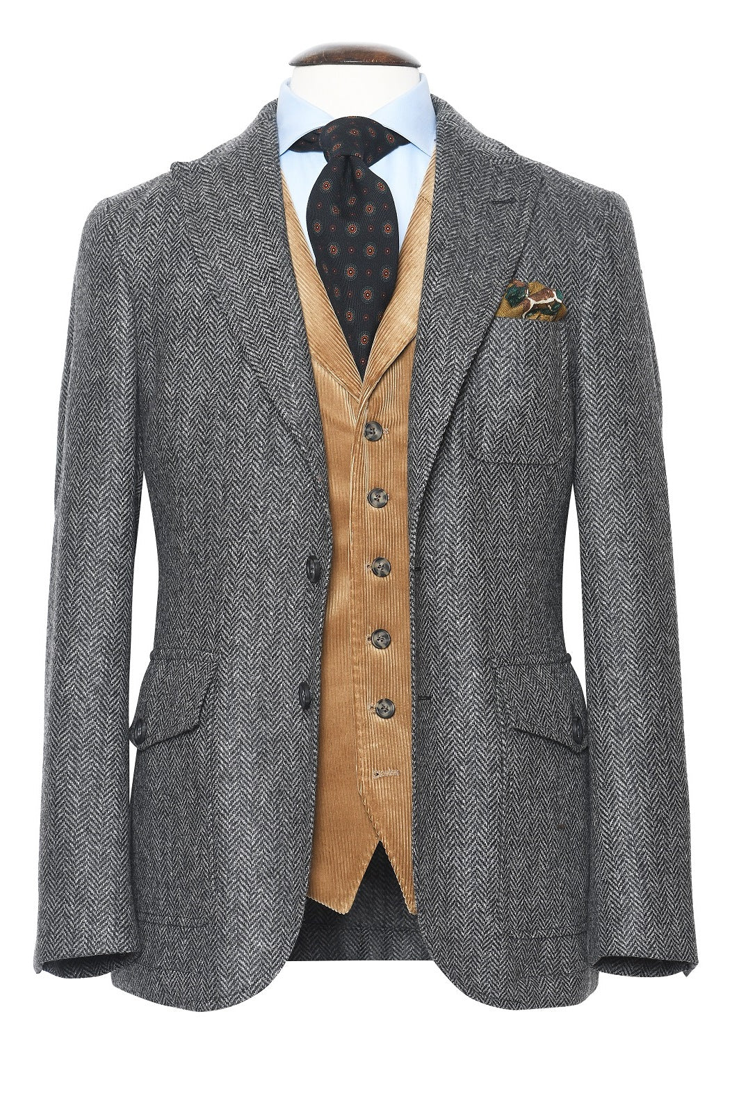 La Downton – Light grey and charcoal herringbone pattern – WICKET