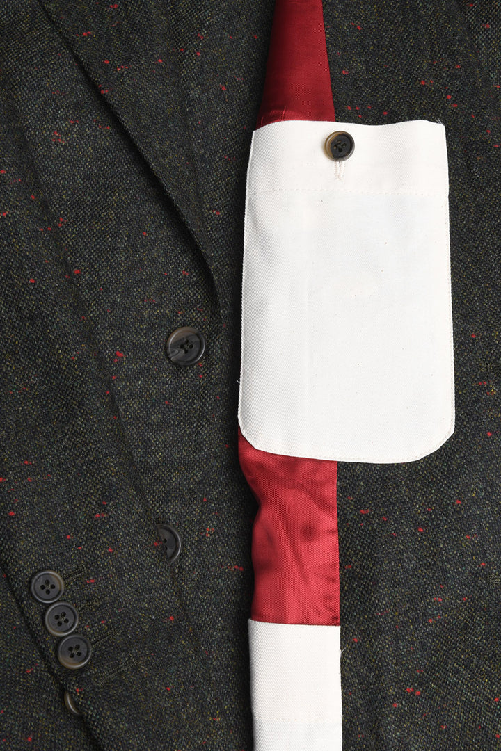 La Downton – ‘Donegal tweed’, green ground flecked with green, burgundy and blue – WICKET