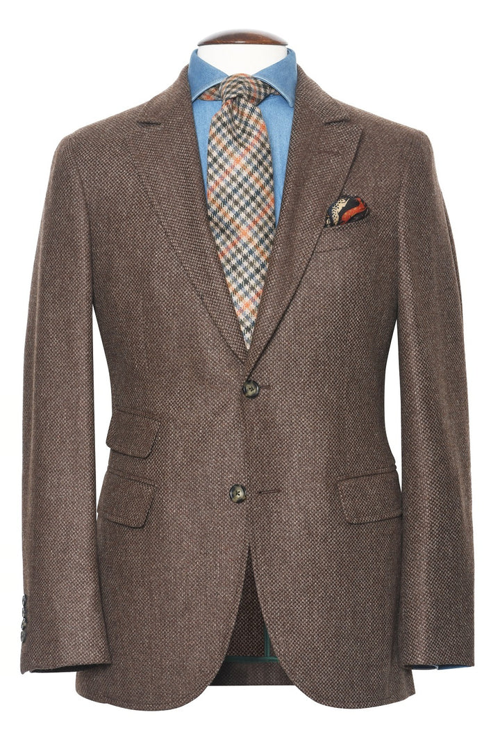 La Turin – ‘Soft tweed’ in honeycomb, brown and beige ground – WICKET