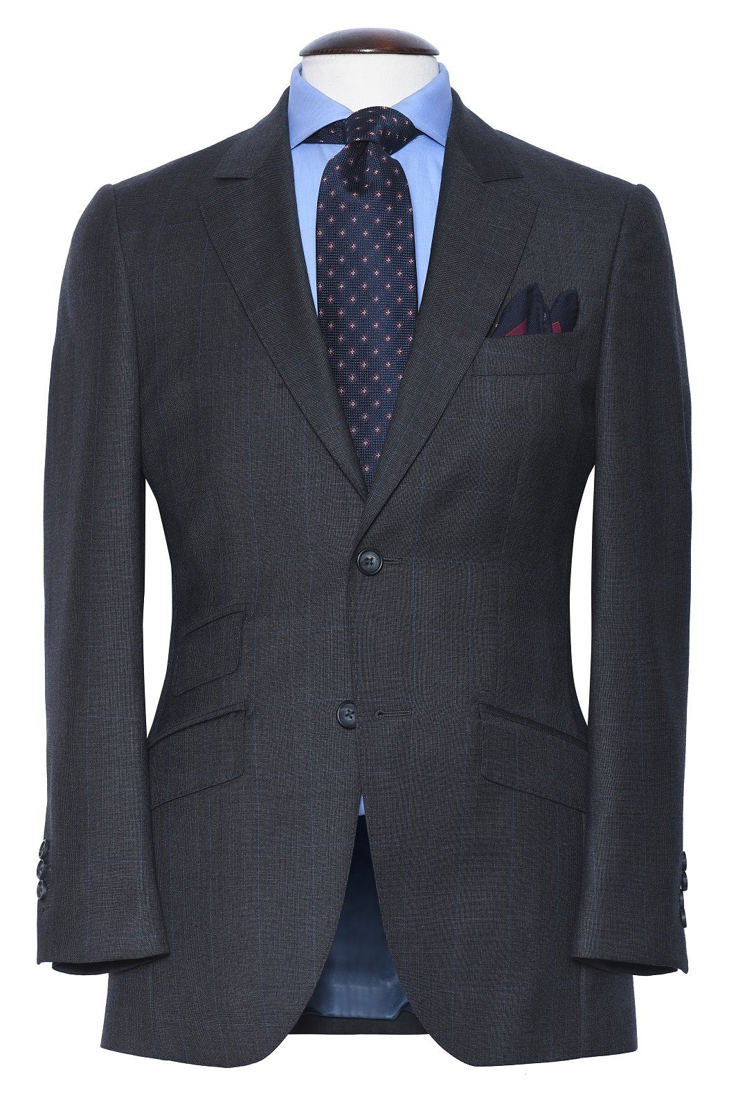 Le Kensington – Charcoal and sky blue Prince of Wales check – WICKET