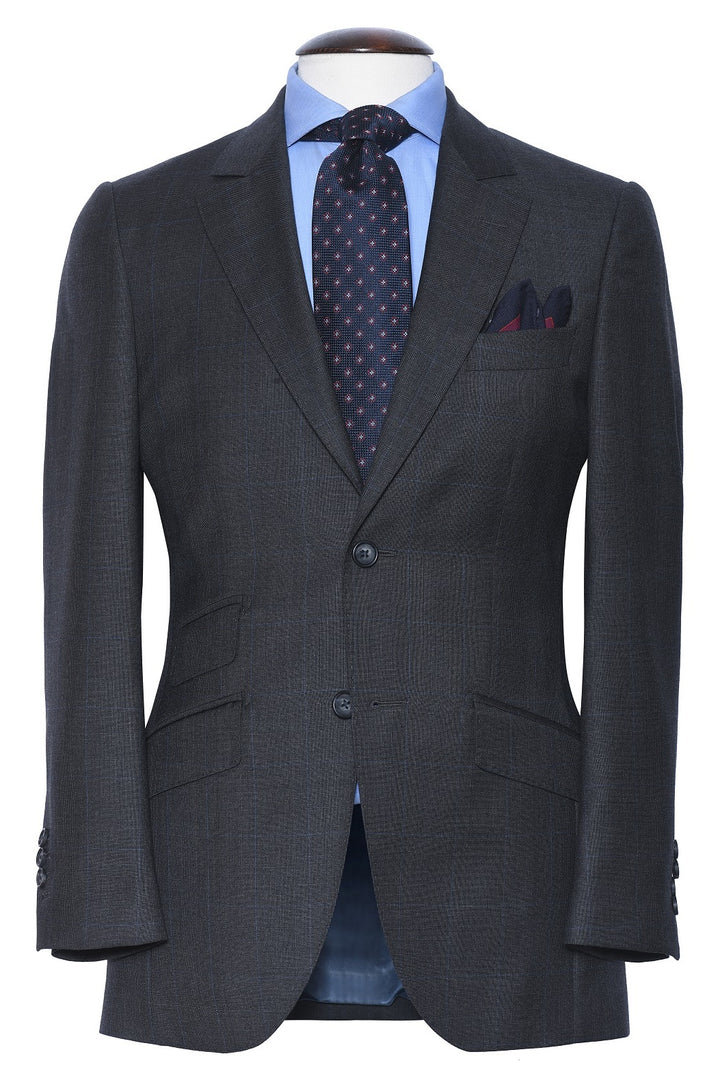 Le Kensington – Charcoal and sky blue Prince of Wales check – WICKET
