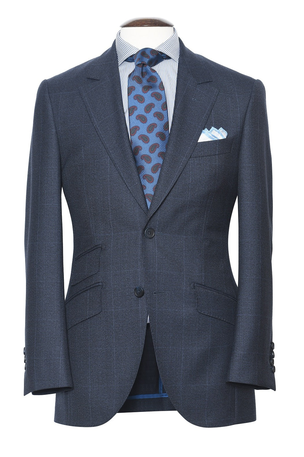Le Kensington – Navy ‘Prince of Wales’ check, worsted wool (360 g) – WICKET