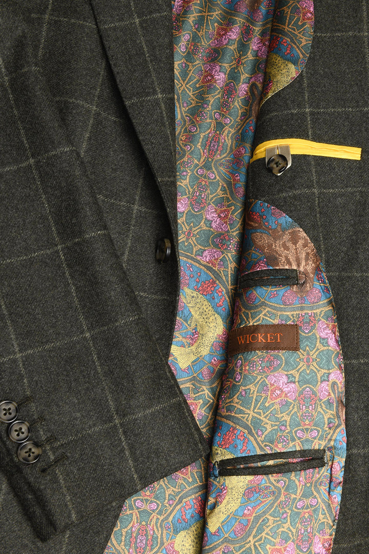 Le Kensington – Wool twill flannel (360 g), autumnal green with an overcheck – WICKET