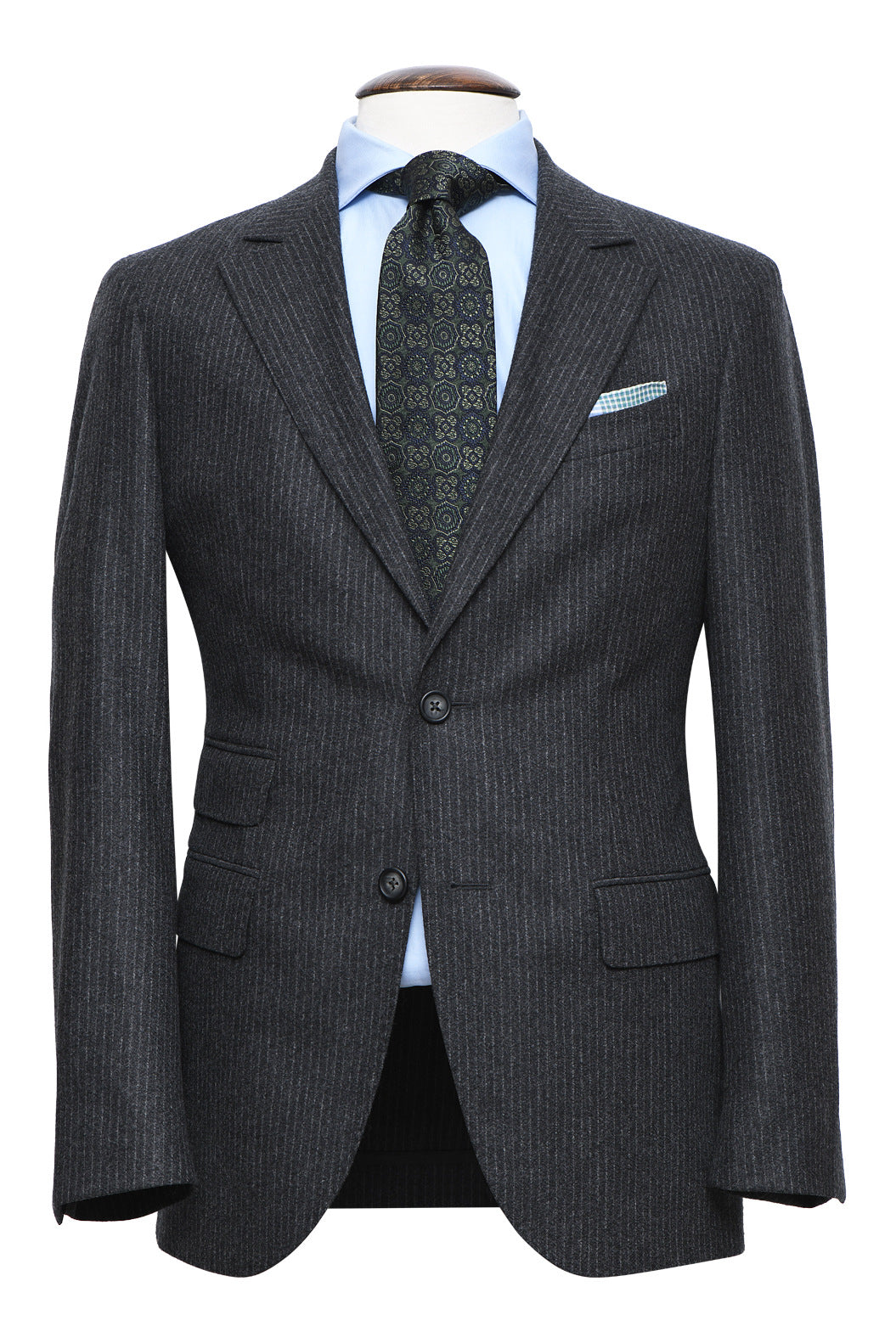 Le Turin – Sublime grey with grey tennis stripes, carded virgin wool flannel – WICKET