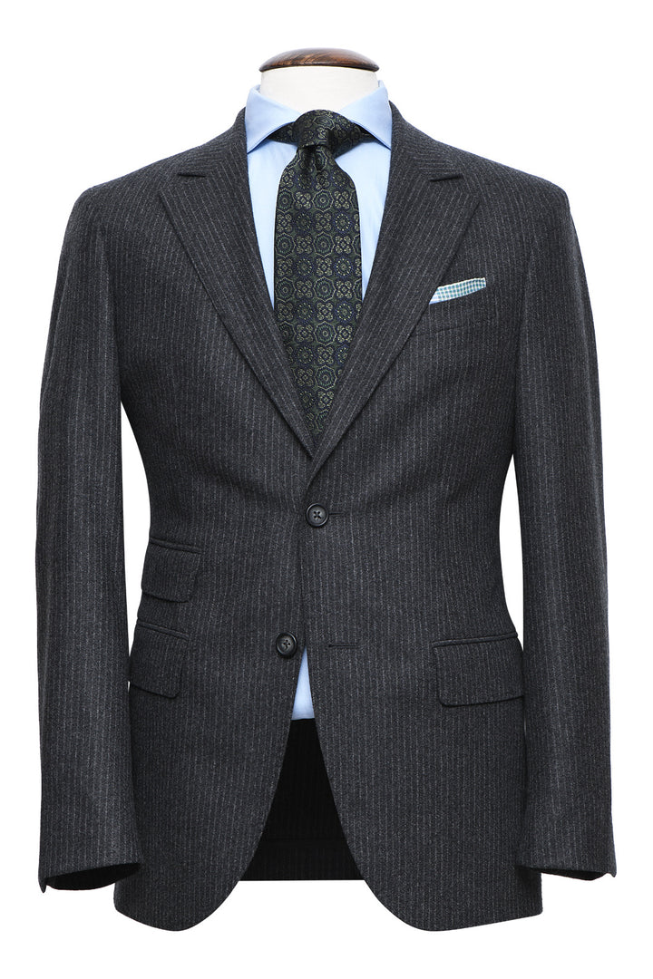 Le Turin – Sublime grey with grey tennis stripes, carded virgin wool flannel – WICKET