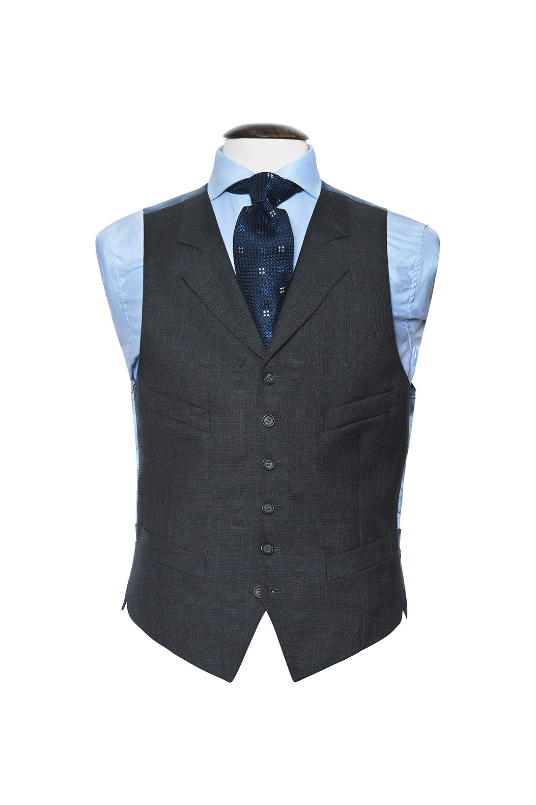 Le Kensington – Charcoal and sky blue Prince of Wales check – WICKET