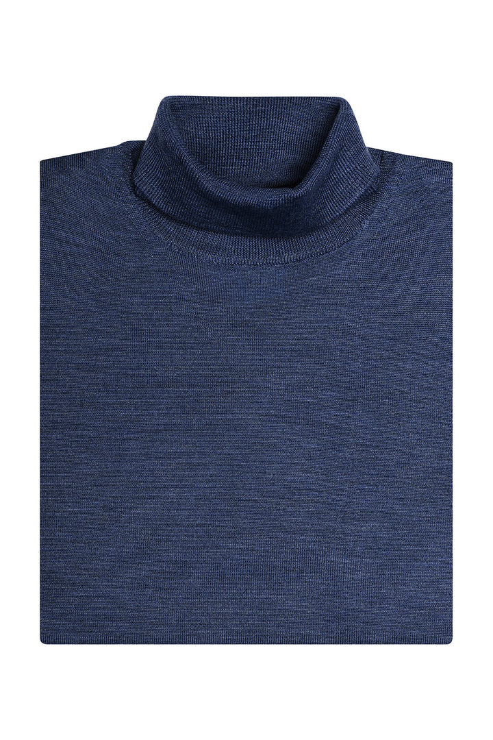 The Roll-Neck – Blue extra-fine merino – WICKET