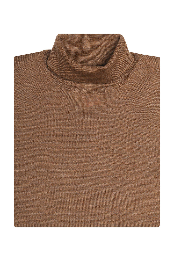 The Roll-Neck – Tobacco extra-fine merino – WICKET