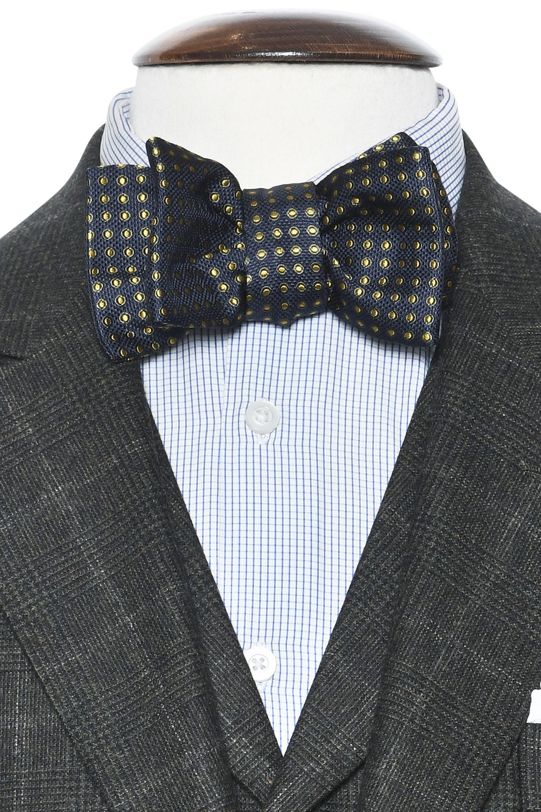 The Bow Tie – Navy silk with gold polka dots – WICKET