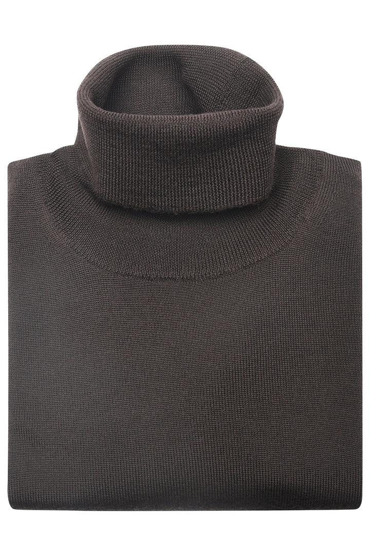 The Roll-Neck – Brown extra-fine merino – WICKET