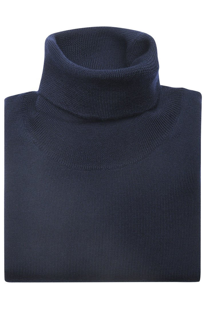 The Roll-Neck – Navy extra-fine merino – WICKET