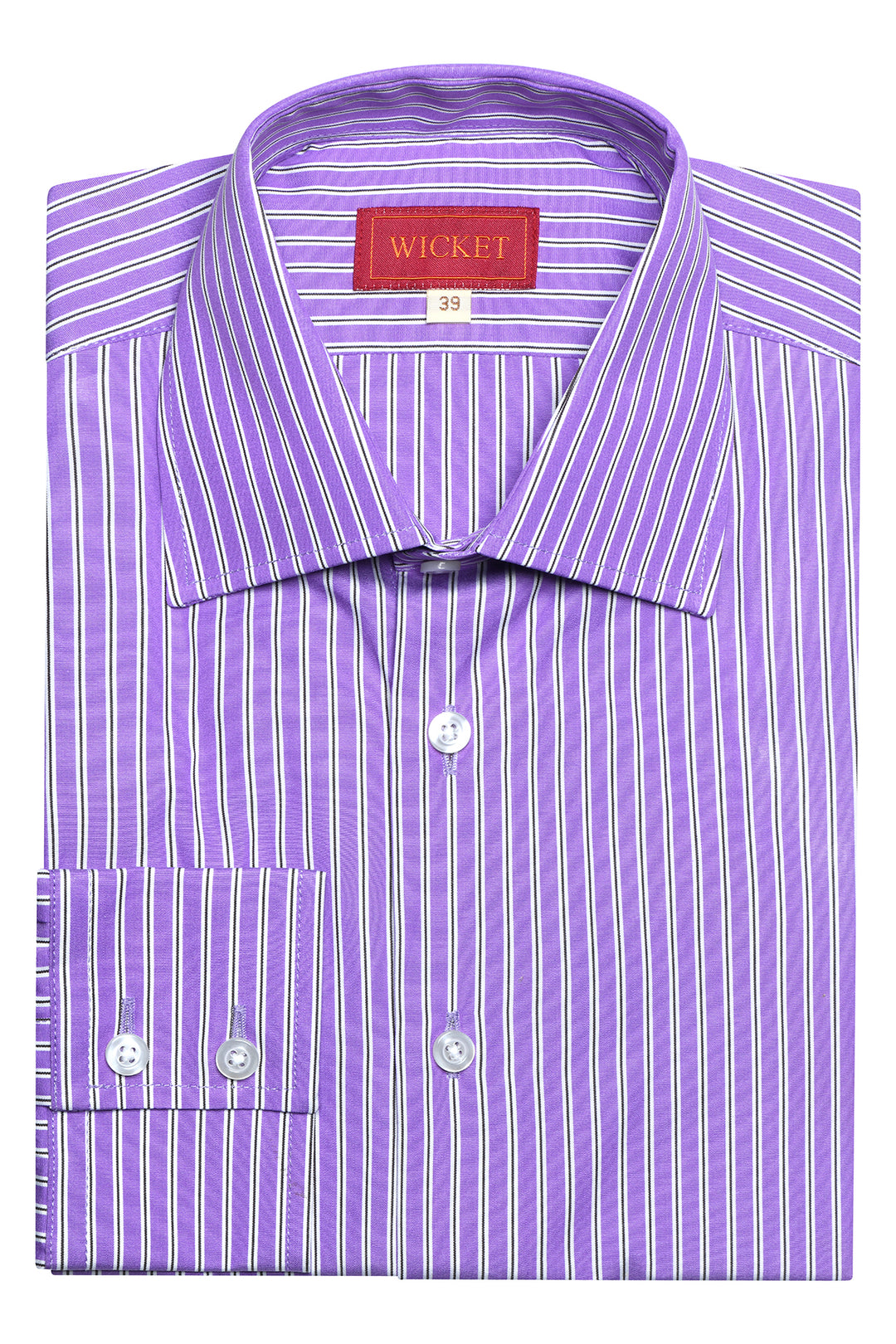 Classic Collar Shirt – Purple with white stripes – WICKET