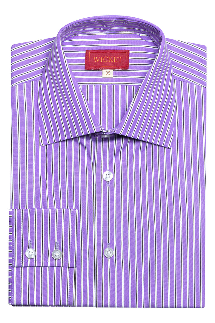 Classic Collar Shirt – Purple with white stripes – WICKET