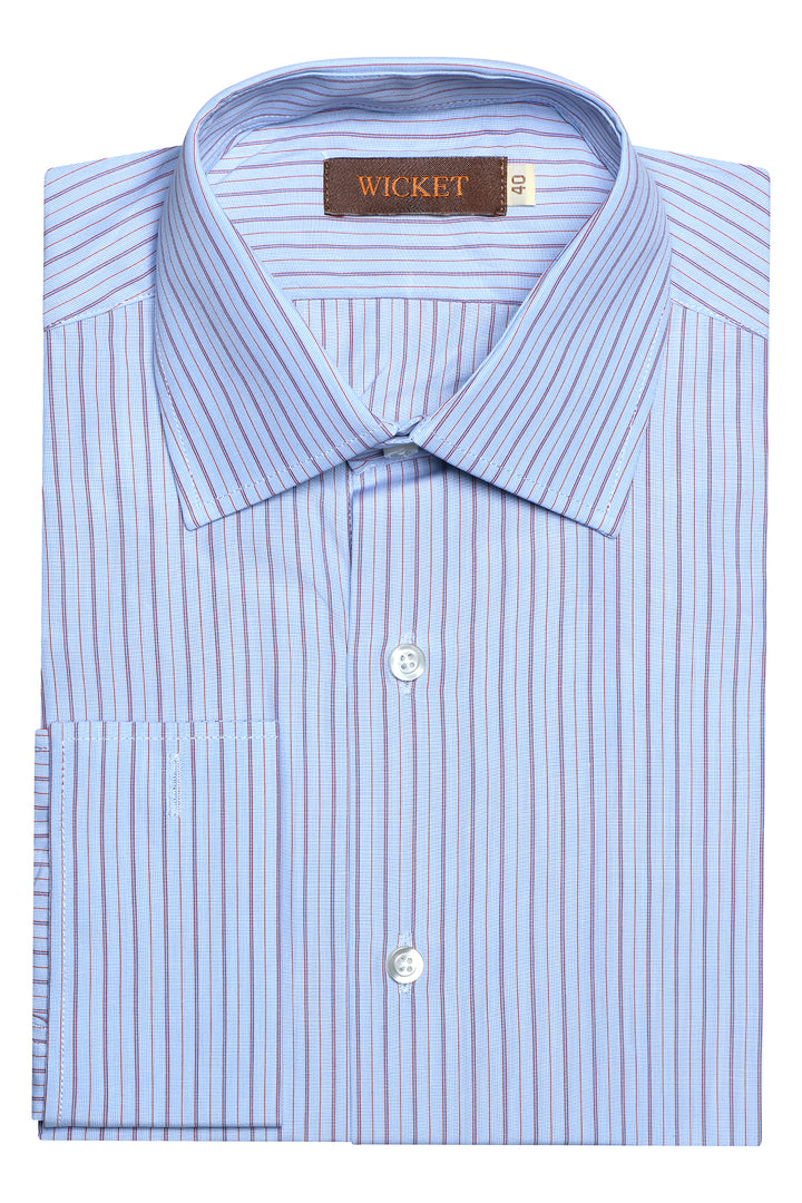 Classic Collar Shirt – Sky blue with red stripes – WICKET