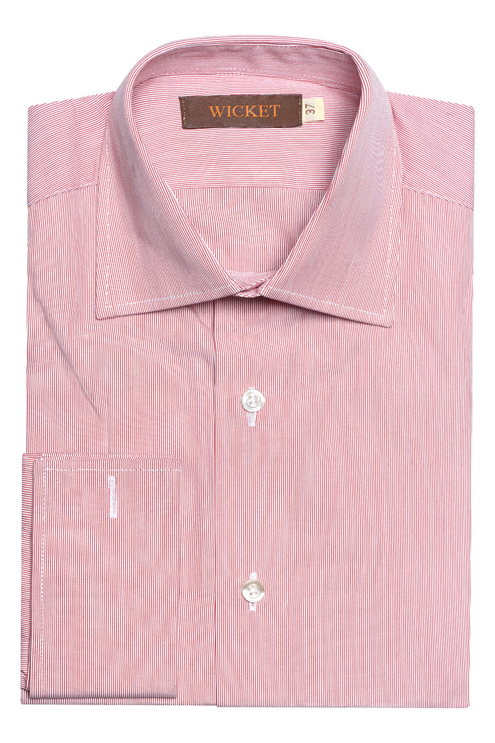 Classic Collar Shirt – Fine red stripes – WICKET