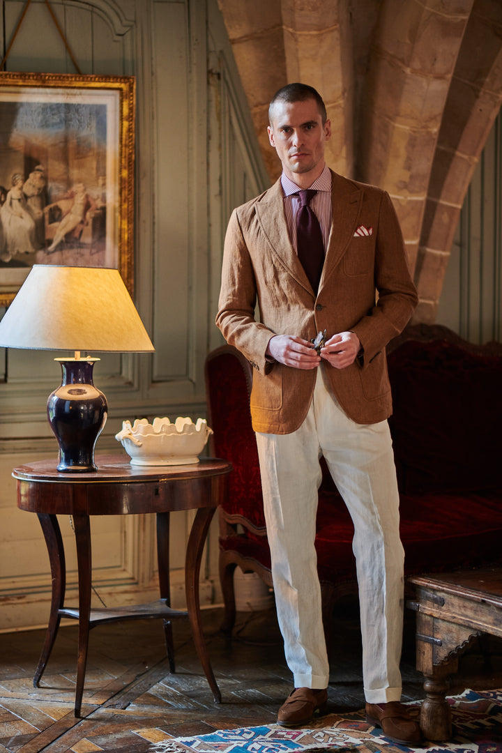 La Downton – Caramel linen canvas, 100% linen (270 g), Lanificio Angelico – WICKET