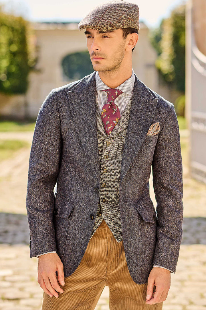 La Downton – Flecked blue Donegal tweed – WICKET