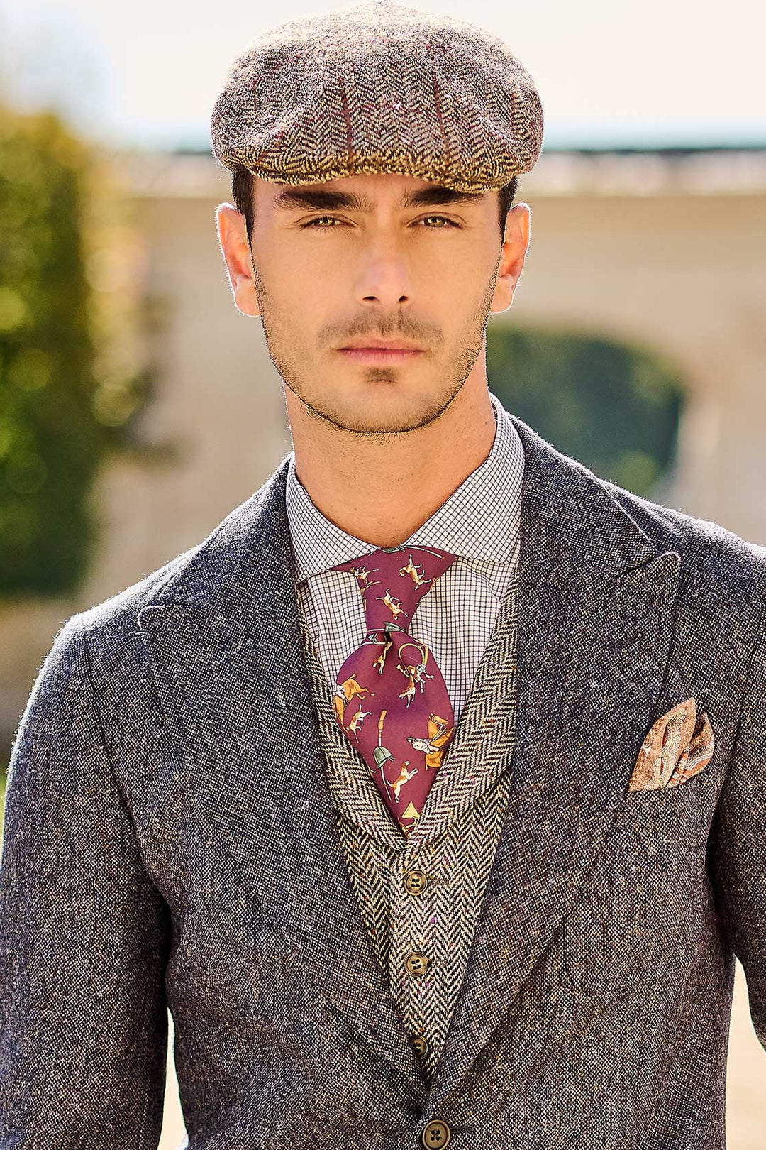 The Cotton Twill – White with burgundy and blue check – WICKET