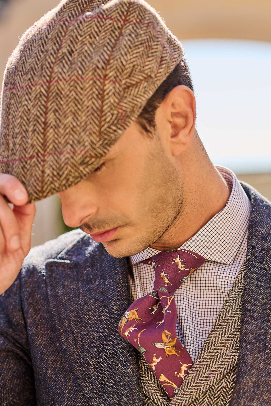 The Cotton Twill – White with burgundy and blue check – WICKET
