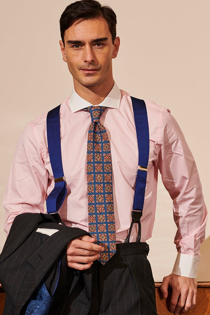 The Cotton Poplin – Fine pink stripes with white collar – WICKET