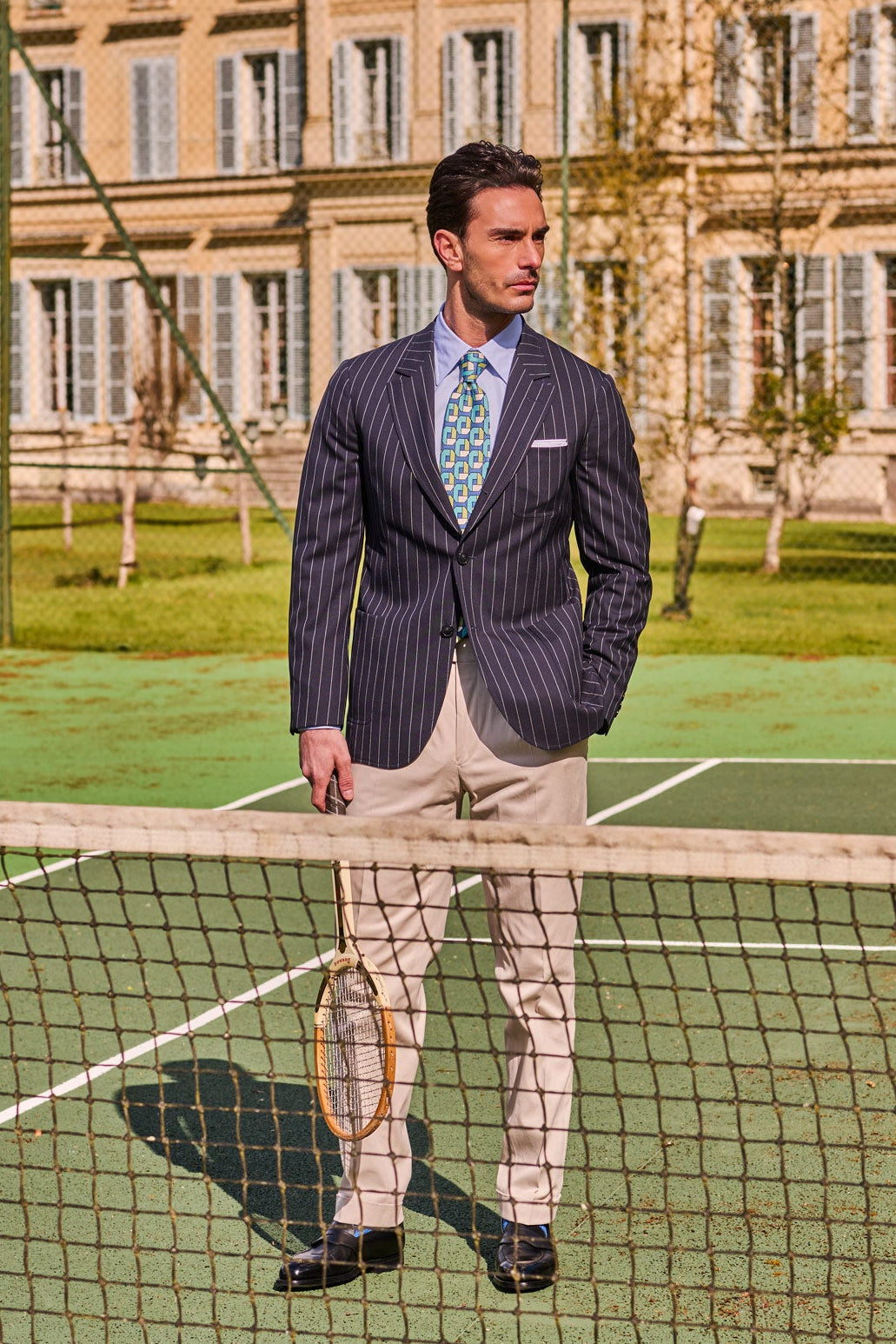 La Milan – Navy wool with white stripes – WICKET