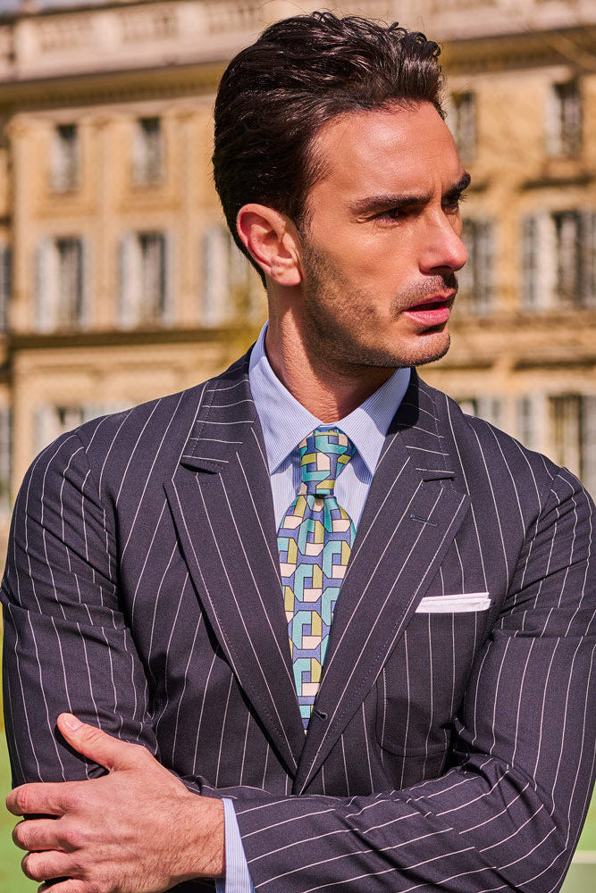 The Cotton Poplin – Fine sky blue stripes with French collar – WICKET