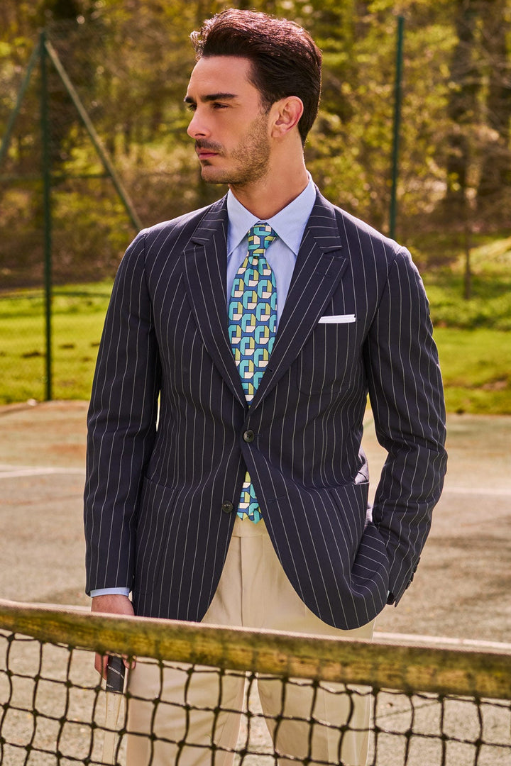 The Cotton Poplin – Fine sky blue stripes with French collar – WICKET