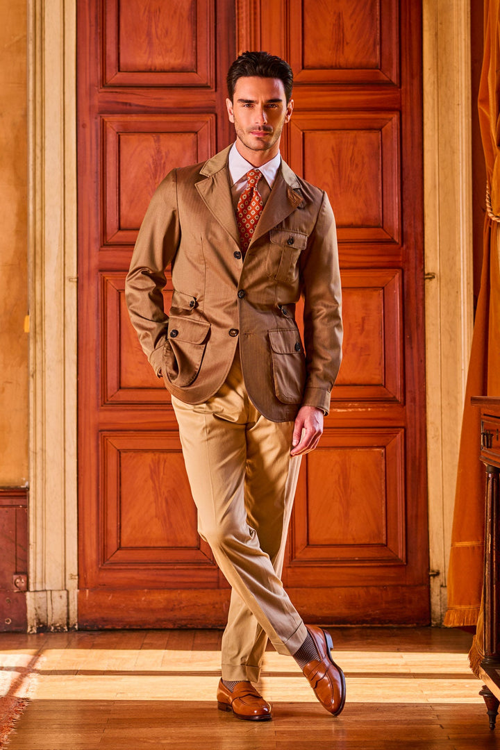 The Safari Jacket – Beige Solaro with a red sheen – WICKET