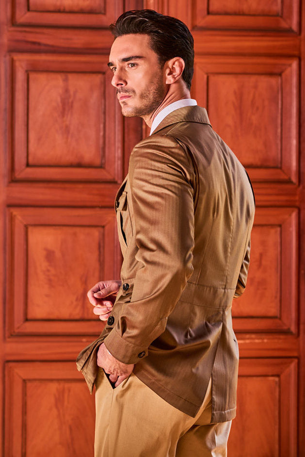 The Safari Jacket – Beige Solaro with a red sheen – WICKET