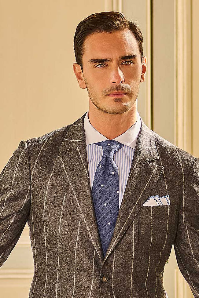 The Cotton Twill – Pale blue stripes with white collar – WICKET