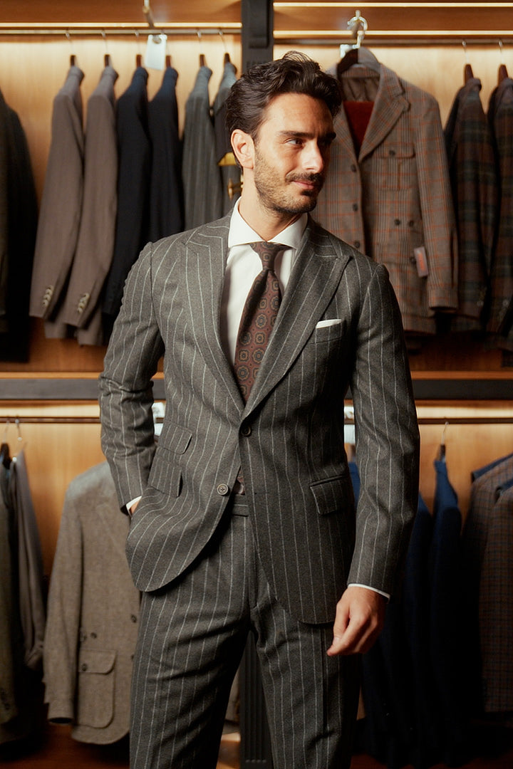 Le Rome, verdigris flannel – worn in the shop